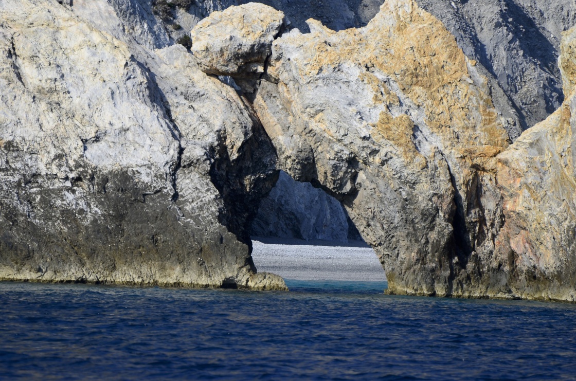 Greece, rockhole on Lalaria beach in Skiathos